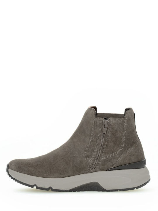 Wildleder Stiefeletten Damen Ankle Boots Beige