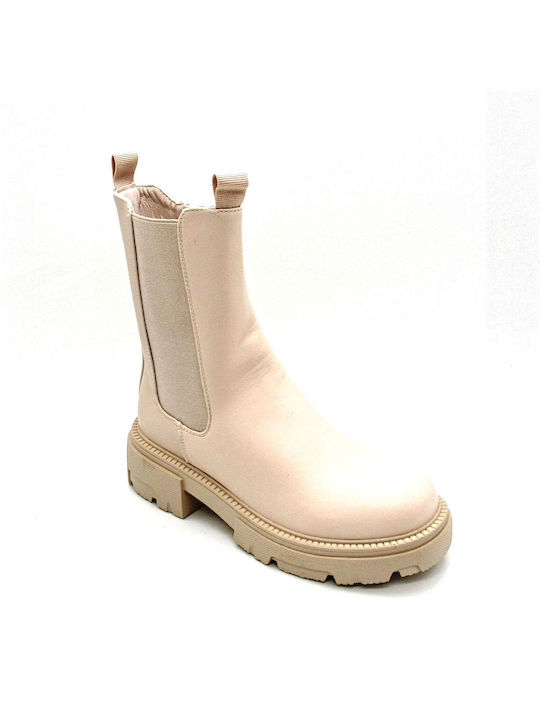 Plato Women's Medium Heel Boots Beige