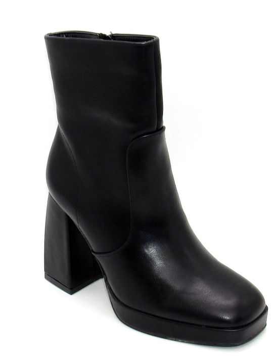 Plato Women's High Heel Ankle Boots Black