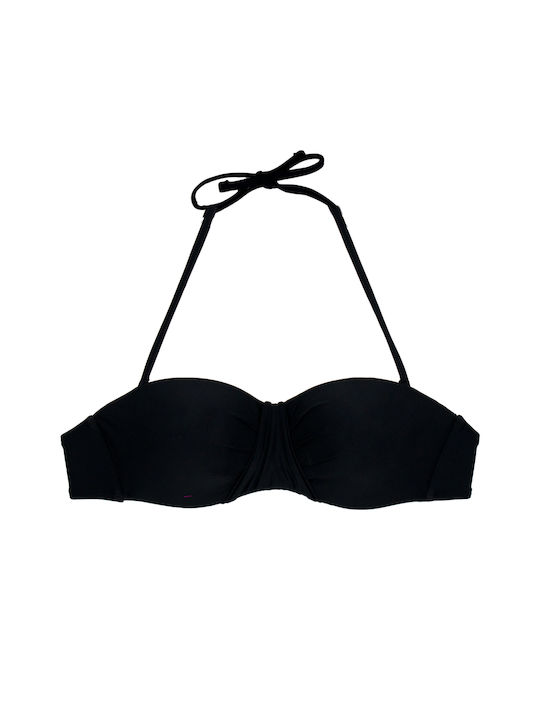 Bonito Padded Underwire Bikini Set Strapless Top & Slip Bottom Black