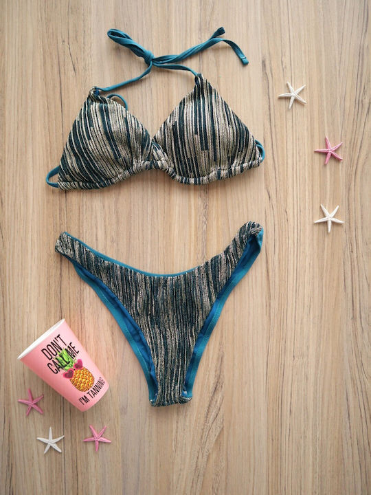 Set Bikini Triunghi Albastru
