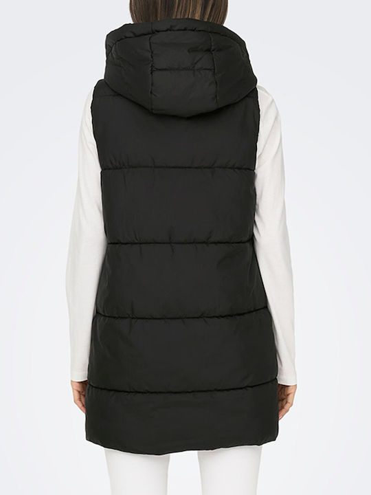 Women's Long Puffer Jacket for Winter with Hood Black