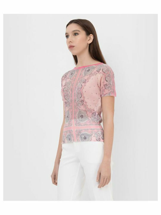Women's Summer Short Sleeve Pink Blouse