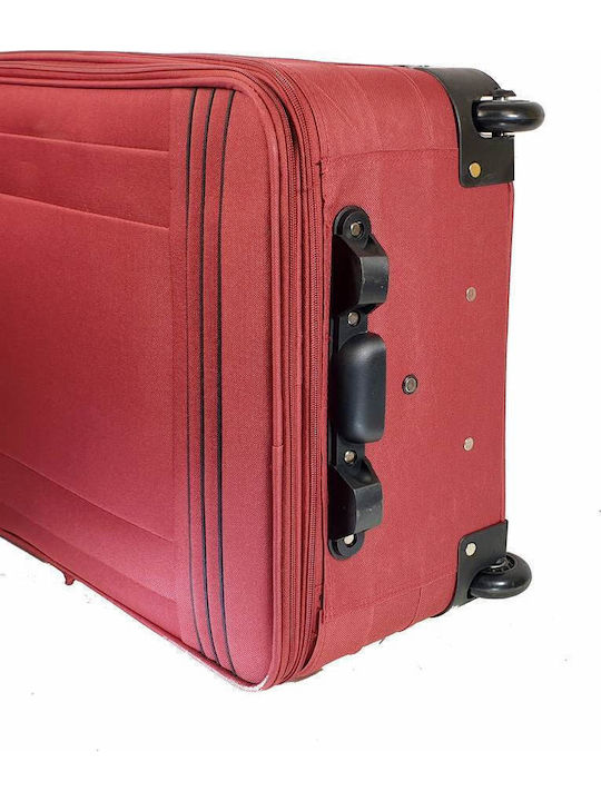 Diplomat Σετ Basic Fabric Series Βαλίτσες Ταξιδιού Υφασμάτινες Κόκκινες Μέγιστου Ύψους 74εκ. με 2 Ρόδες Σετ 3τμχ