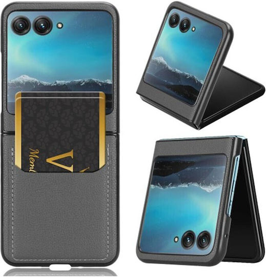 Leather Litchi Back Cover Δερμάτινο / Πλαστικό Γκρι (Razr 40 Ultra)