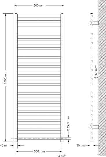 ECD Germany Ηλεκτρική Πετσετοκρεμάστρα 900W 150x60cm Λευκή