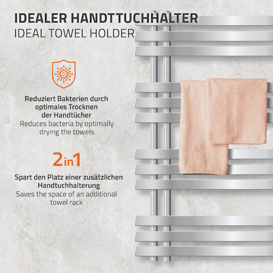 ECD Germany Em 600w Electric Towel Rail 600W 100x50cm Silver