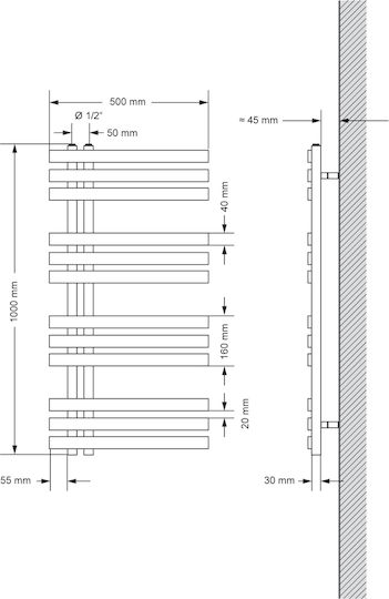 ECD Germany Em 600w Electric Towel Rail 600W 100x50cm Silver