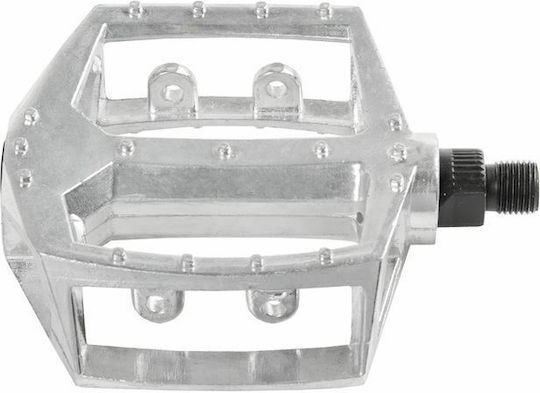M-Wave Flat Bicycle Pedals Silver