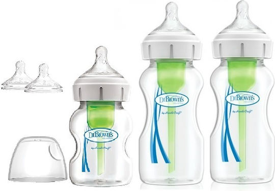 Dr. Brown's Plastic Baby Bottle Set Options Anti-Colic with Silicone Nipple for 0+, 0+ m, months 270ml 12pcs