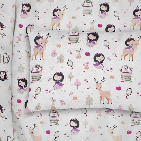 Dimcol Lily Deer Față de pernă pentru copii din bumbac 100% 50x70buc Λευκή