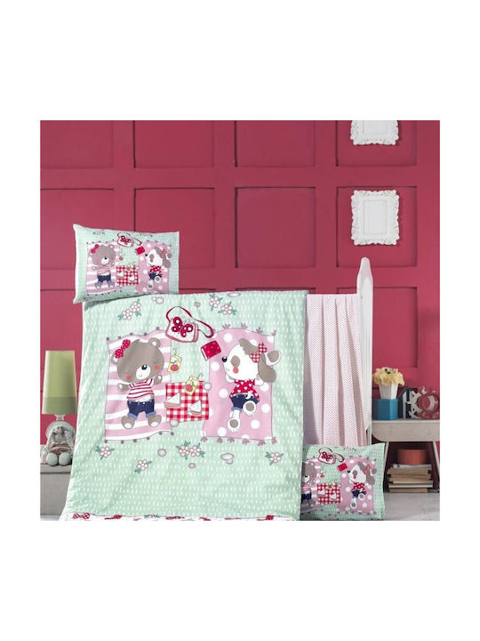 Rythmos Set Copertă de Pătuț cu Față de Pernă Sleepy Verde 100x150cm.