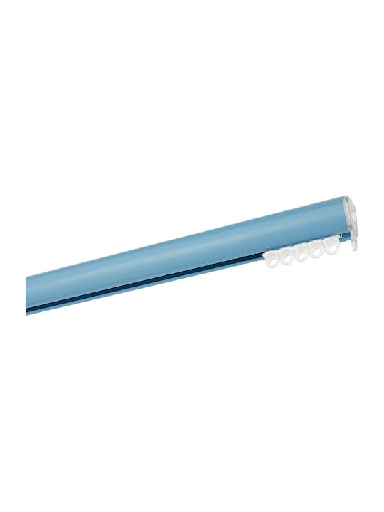 Zogometal Μεταλλικό Κουρτινόξυλο Color More Διπλό με Σιδηρόδρομο Φ25mm 240εκ. Γαλάζιο