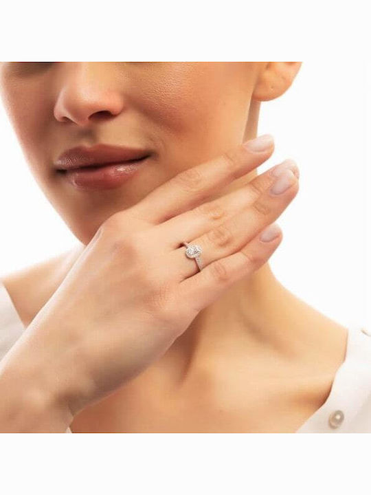 Eforo Единичен камък от Бяло злато 14K
