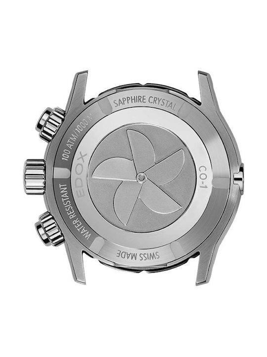 Edox Watch Chronograph Battery with White Rubber Strap