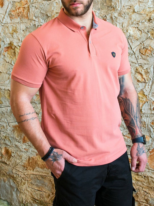 Everbest Men's Short Sleeve Blouse Polo Pink