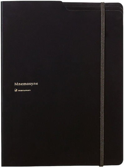Mnemosyne Notepad Bloc Notes 70 Foi A5 Pătrată cu Elastic și Suport pentru Stilou Negru