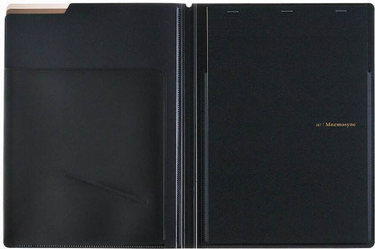 Mnemosyne Notepad Bloc Notes 70 Foi A5 Pătrată cu Elastic și Suport pentru Stilou Negru
