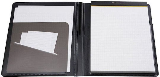 Mnemosyne Notepad Bloc Notes 70 Foi A5 Pătrată cu Elastic și Suport pentru Stilou Negru
