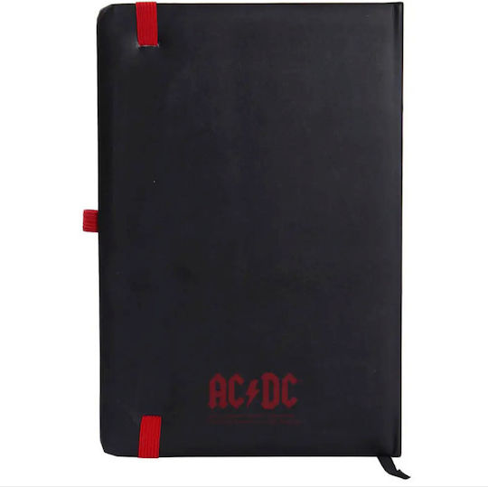 Cerda AC DC Caiet A5 cu Elastic și Suport pentru Stilou Negru