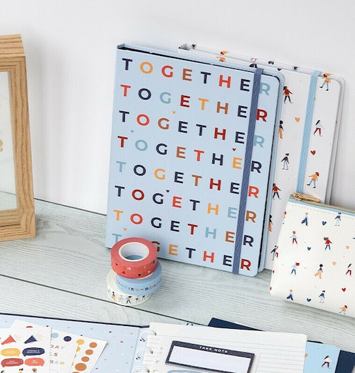 Filofax REFILLABLE TOGETHER Σημειωματάριο A5 56 Φύλλων με Λευκές Σελίδες με Λάστιχο Μπλε