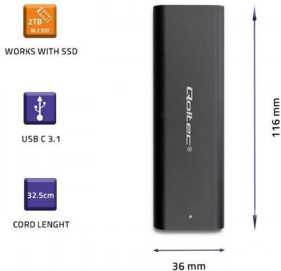 Qoltec Case for Hard Drive M.2 SATA III with Connection USB 3.0
