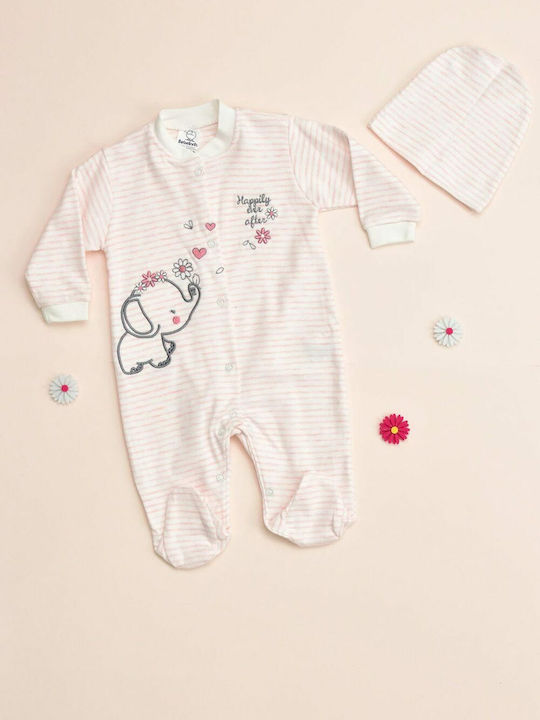 Potre Baby Bodysuit Set Long-Sleeved with Accessories Pink