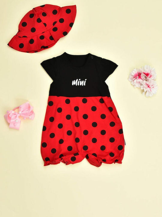 Potre Baby Bodysuit Set Short-Sleeved with Accessories Red