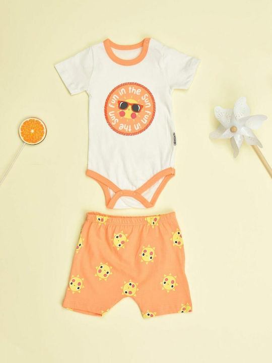 Potre Sun Fun Set Babystrampler Kurzärmelig mit Shorts Beige 2Stück