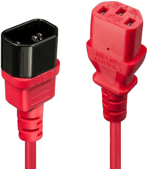 Lindy IEC C14 - IEC C13 Cable 1m Κόκκινο 30477