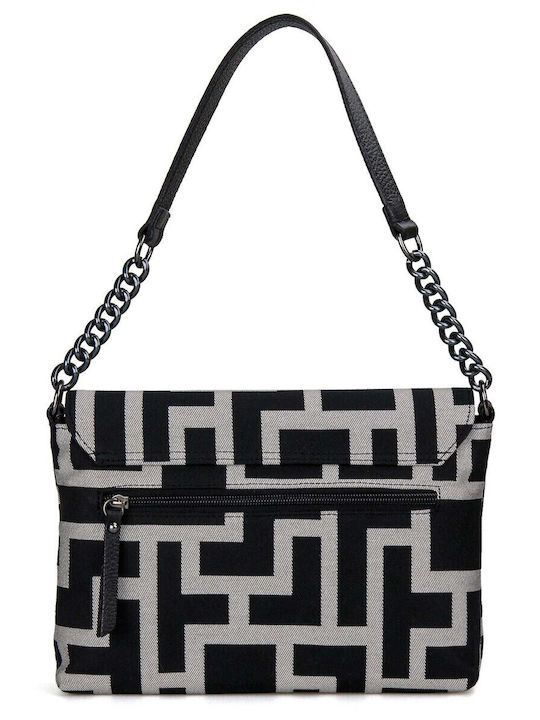 Υφασμάτινη Γυναικεία Τσάντα Ώμου Light Grey Black