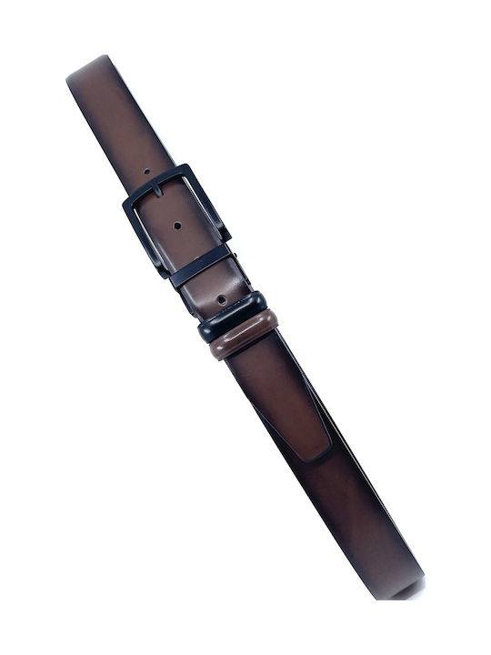 Men's Belt Leather Double Sided BLACK BROWN