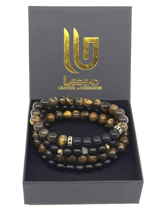 Legend Accessories Herren Set Armbänder aus Stahl mit Perlen
