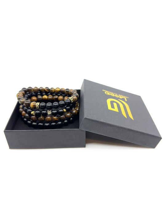 Legend Accessories Herren Set Armbänder aus Stahl mit Perlen