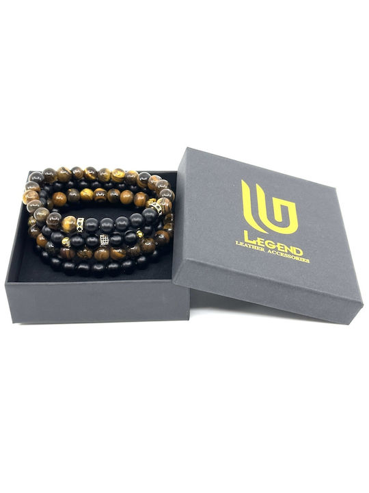 Legend Accessories Herren Set Armbänder aus Stahl mit Perlen