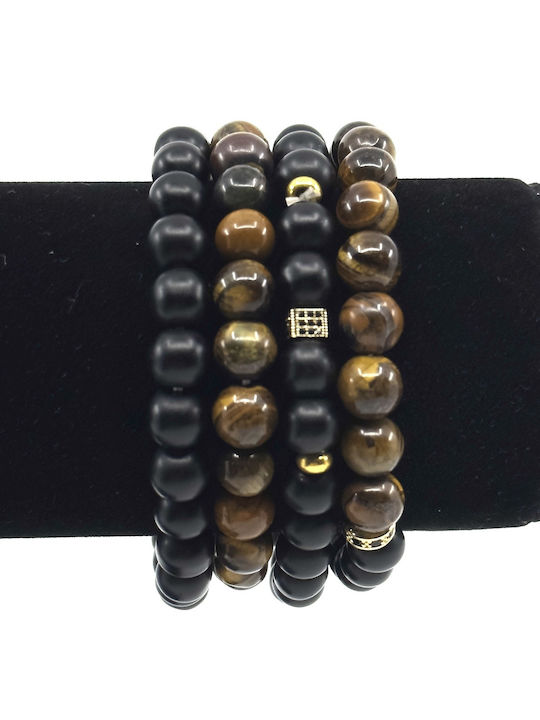 Legend Accessories Herren Set Armbänder aus Stahl mit Perlen
