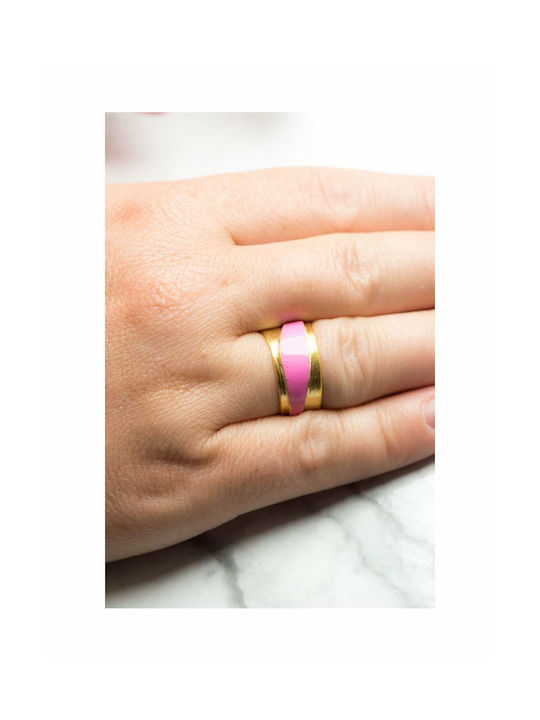 Paraxenies Women's Gold Plated Silver Ring with Enamel