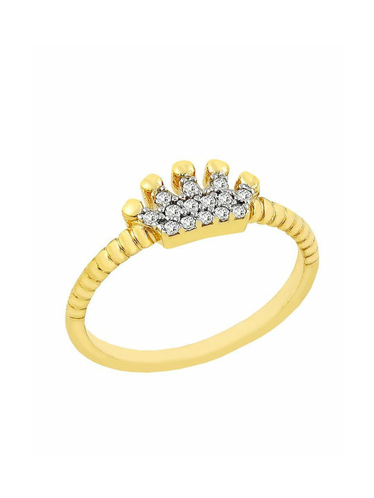 Paraxenies Women's Gold Plated Silver Ring with Zircon