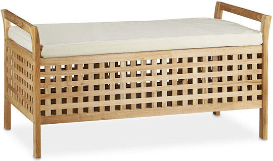 Taburet Cu Spațiu De Depozitare Din Lemn Bej 46.5x92.6x49cm