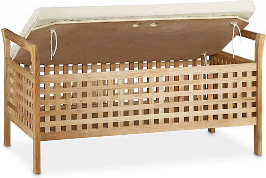 Taburet Cu Spațiu De Depozitare Din Lemn Bej 46.5x92.6x49cm