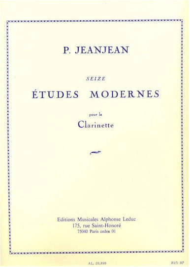 Alphonse Leduc Jeanjean 16 Etudes Modernes Pour La Clarinette за Вятърни инструменти