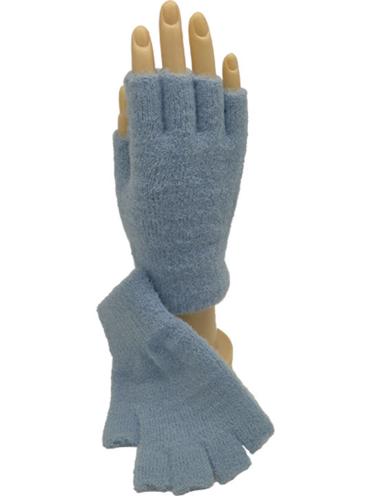 Gift-Me Women's Knitted Fingerless Gloves Light Blue