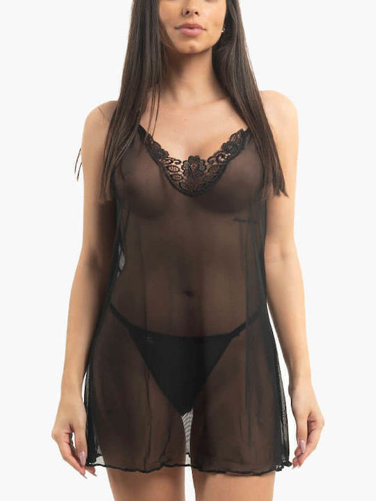 A.A UNDERWEAR Καλοκαιρινό Babydoll Μαύρο
