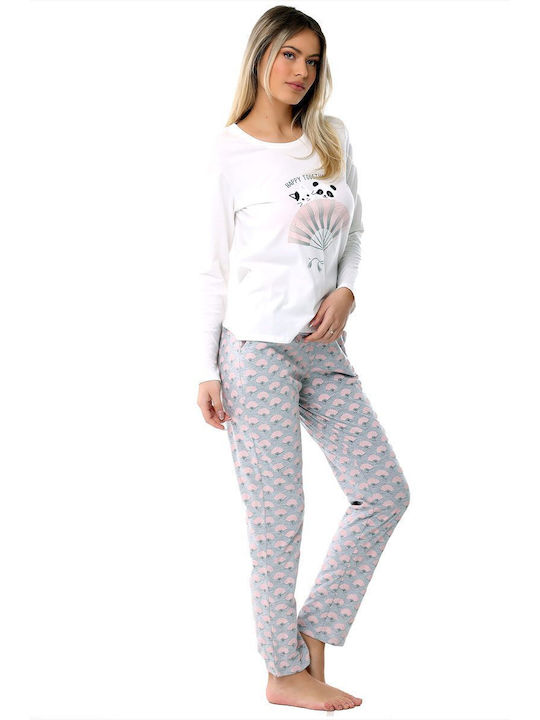 Bonatti Winter Damen Pyjama-Set Baumwolle Weiß