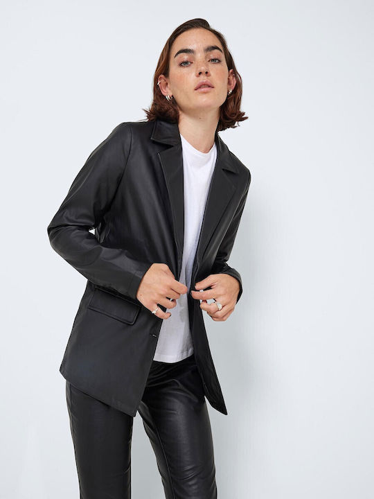 Noisy May Women's Leather Blazer Black