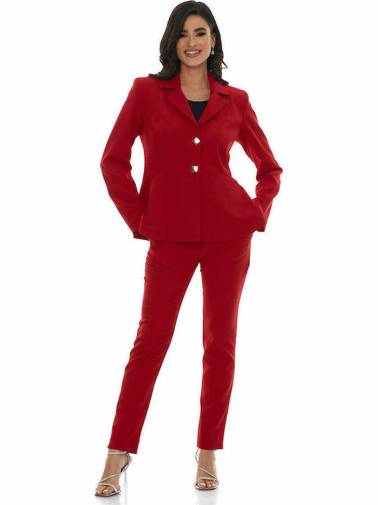 RichgirlBoudoir Long Women's Waisted Blazer Red