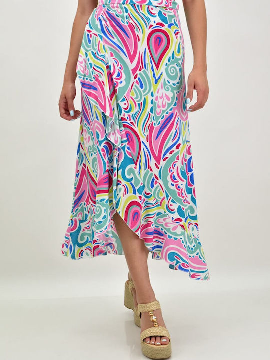 First Woman Maxi Envelope Skirt Floral in Pink color