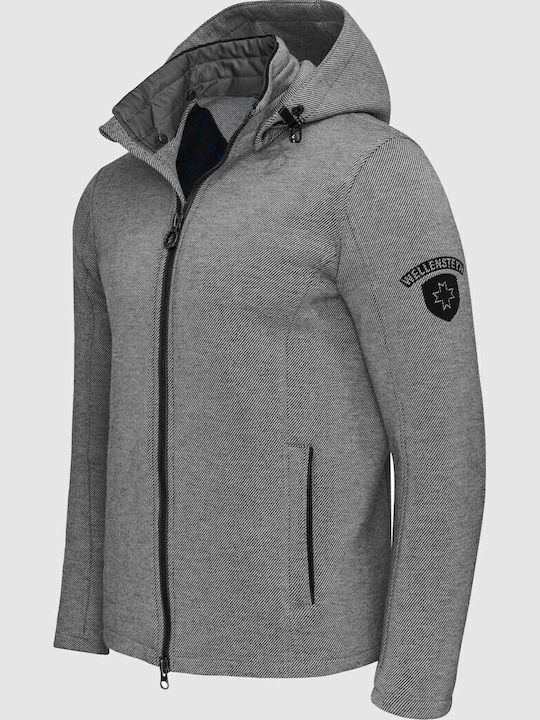 Men's Cardigan with Hood Gray