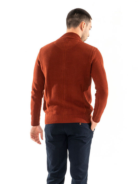 Artisti Italiani Men's Knitted Cardigan with Zipper Brown