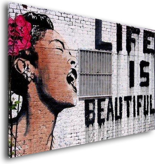 I-gallery Life Is Beautiful Painting Copy of Banksy on Canvas 90x60cm